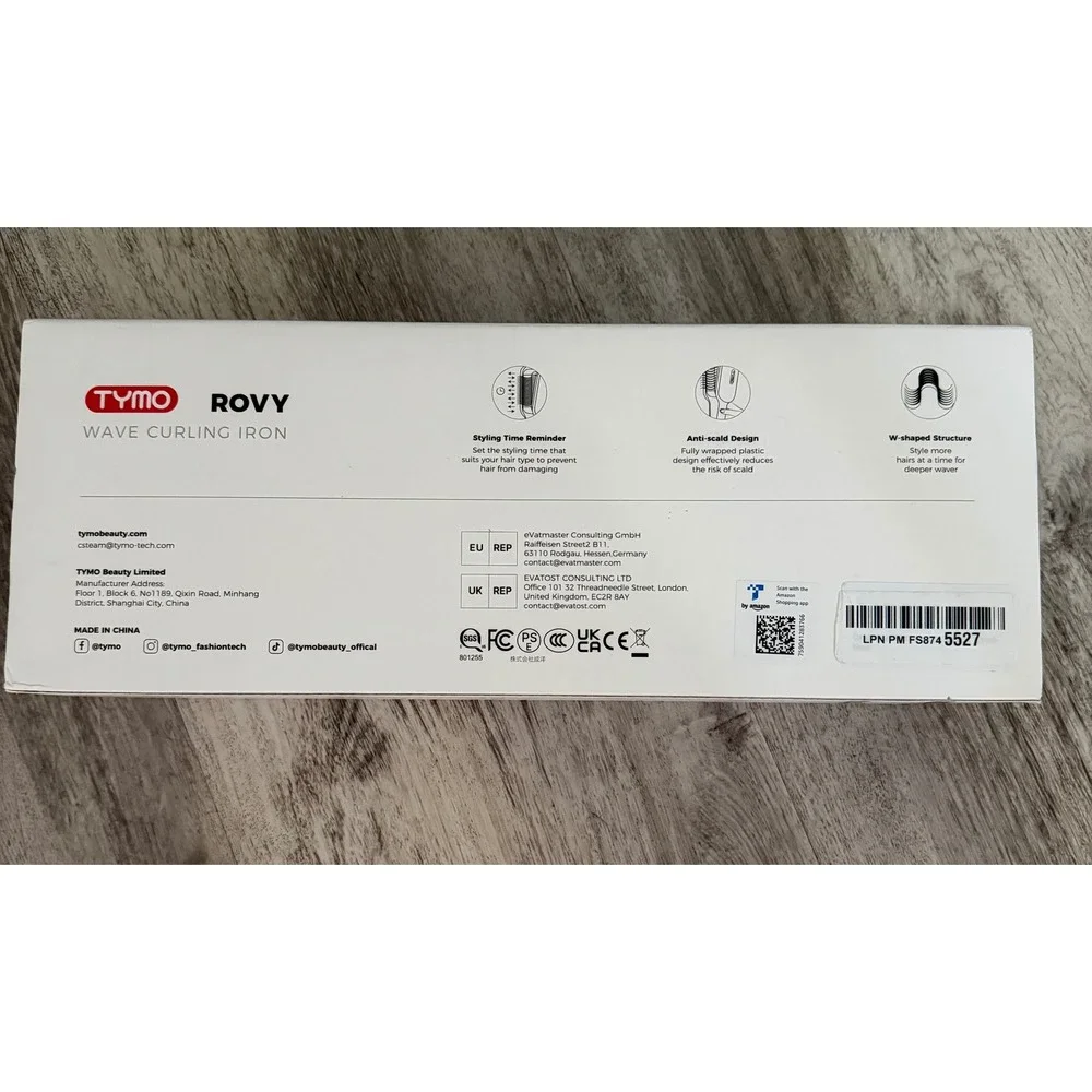 TYMO‎ ROVY Wave Curling Iron Gray Ceramic Ionic Hair Styler Deep Waver 430F LED